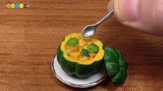 DIY Miniature Cream stew of the Kabocha Squash (Fake food)　ミニチュアかぼちゃシチュー作り