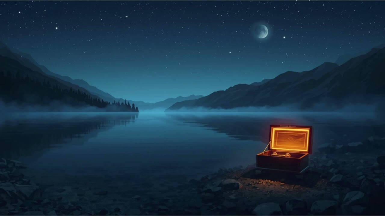 Music Box Under the Starry Lake 🌙 Night Mountain Ambience for Deep Sleep