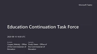 Education Continuation Task Force - August 10, 2020