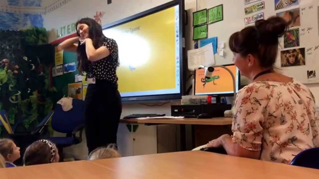 Miss Leavey and Mrs Setter's turn to perform Brian Moses' poem 'Walking with my Iguana'. Very Miss Leavey and Mrs Setter's turn to perform Brian Moses' poem 'Walking with my Iguana'. Very