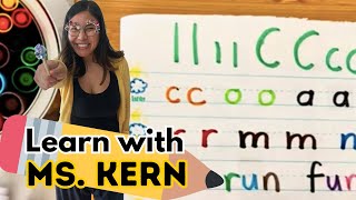 Rainbow Writing with Ms. Kern: Practicing Handwriting and Phonics for c, l, a, r, m, and n