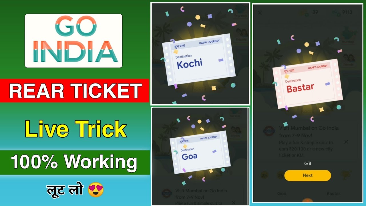 Google pay Go INDIA Rear Ticket Trick Live 🔴 | Go india Google pay ticket trick | Rear ticket trick