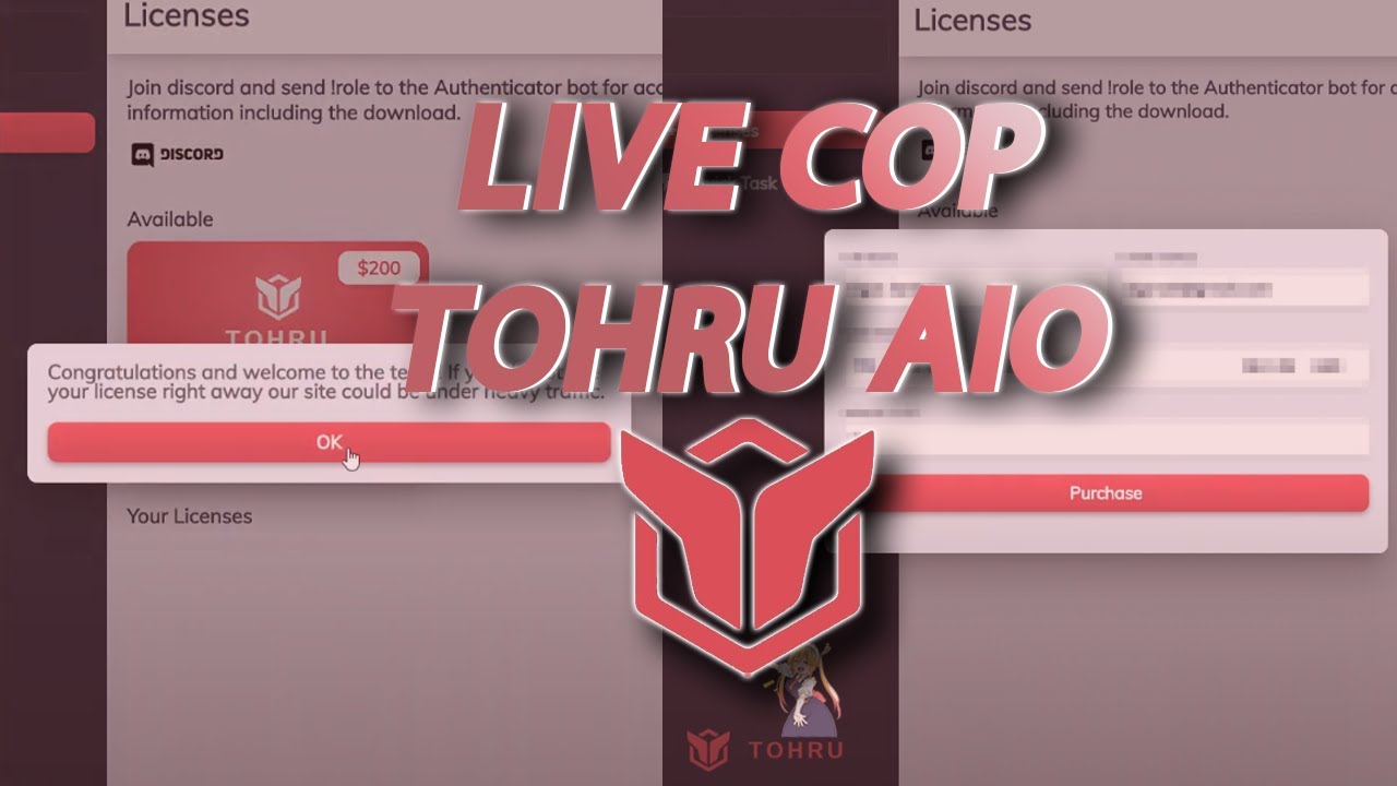Tohru AIO Bot Restock Live Cop [June 9 2020]