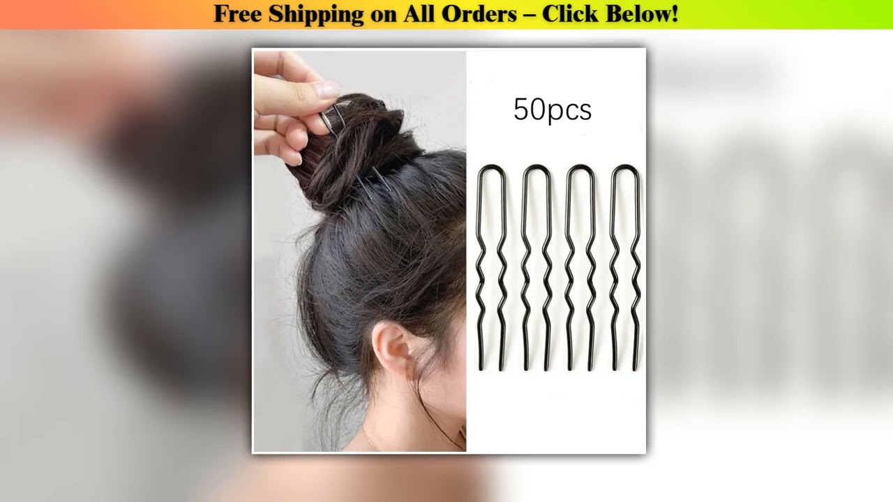 50PcsBag Women U Shaped Metal Hair Pins Alloy Girls Waved Clips Bridal Hair Pins Headwear Hair Acce