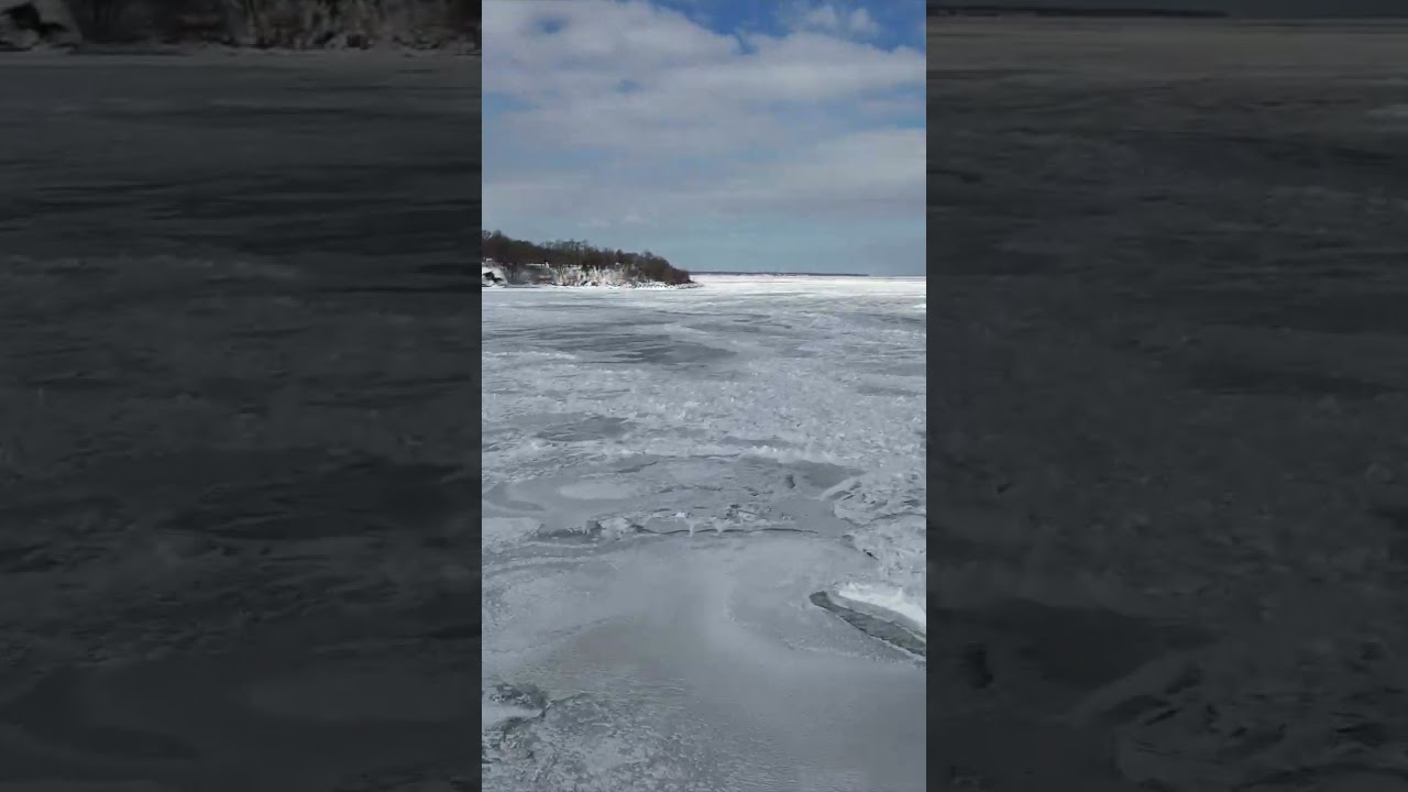 Drone Explores Beautiful Frozen Surface of Lake Erie