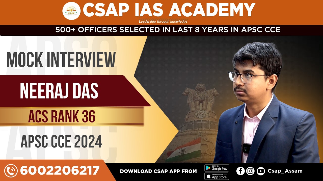 How ACS Rank 36 Neeraj Das Faced the APSC Interview Board | APSC CCE 2024 | Mock Interview