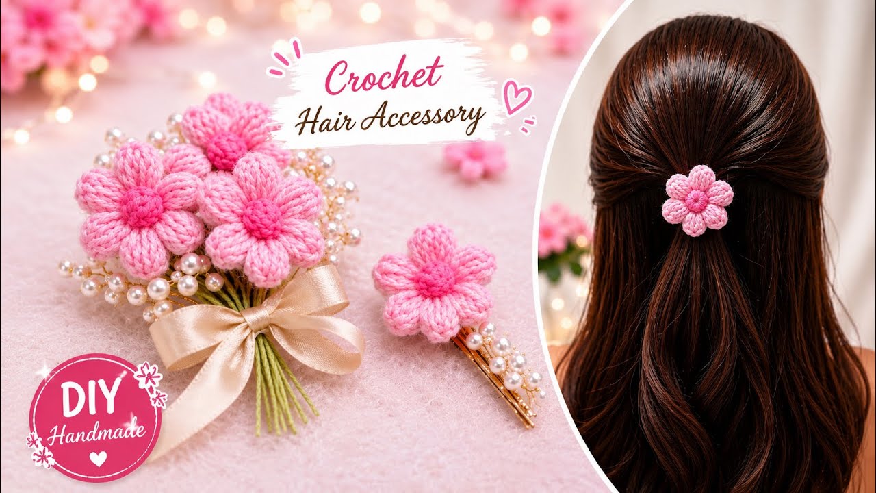 Super Easy Puff Flower Crochet 🌸 Bouquet or Hair accessory