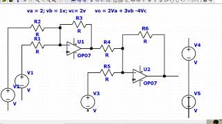 Designing a Linear equation solver, adder, subtractor using opamp using LTspice