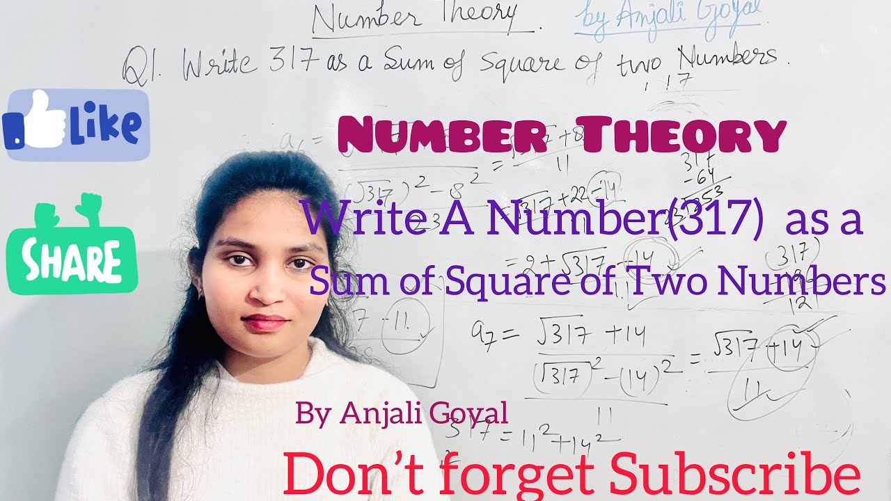 Sum of two square | 317 as sum of squares in Number Theory | #numbertheory