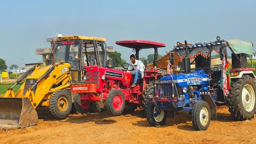 JCB 3dx Eco and Tractor Loading Mud in My Village Farmtrac 60 Mahindra 575 Swaraj 855 Fe Eicher 380