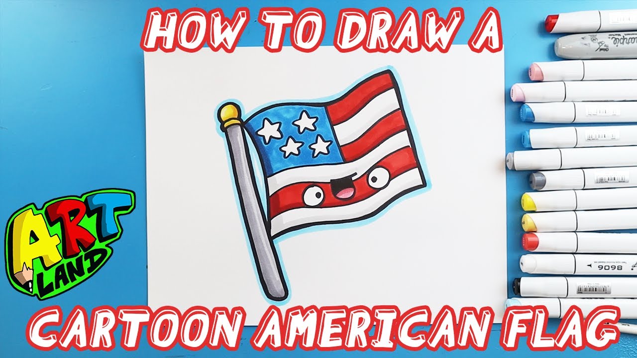 How to Draw a CARTOON AMERICAN FLAG 