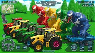 LOAD AND TRANSPORT GIANT VENOM WITH JOHN DEERE TRACTORS Modern Tractor Farming Simulator Android screenshot 3