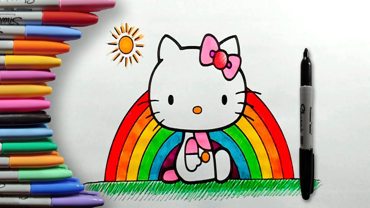 How to Color Hello Kitty Rainbow Step by Step Easy Coloring pages for ...