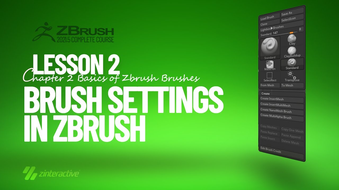 Brush Settings in Zbrush | Lesson 2 | Chapter 2 | Zbrush 2021.5 ...