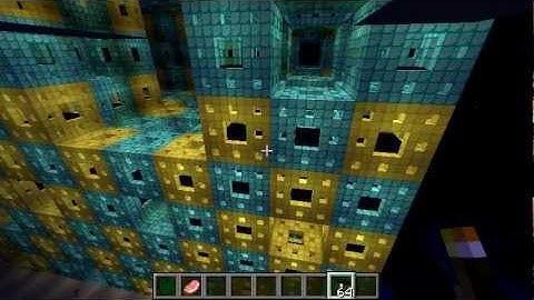 A tour of the diamond/gold Level 5 Menger Sponge in Minecraft
