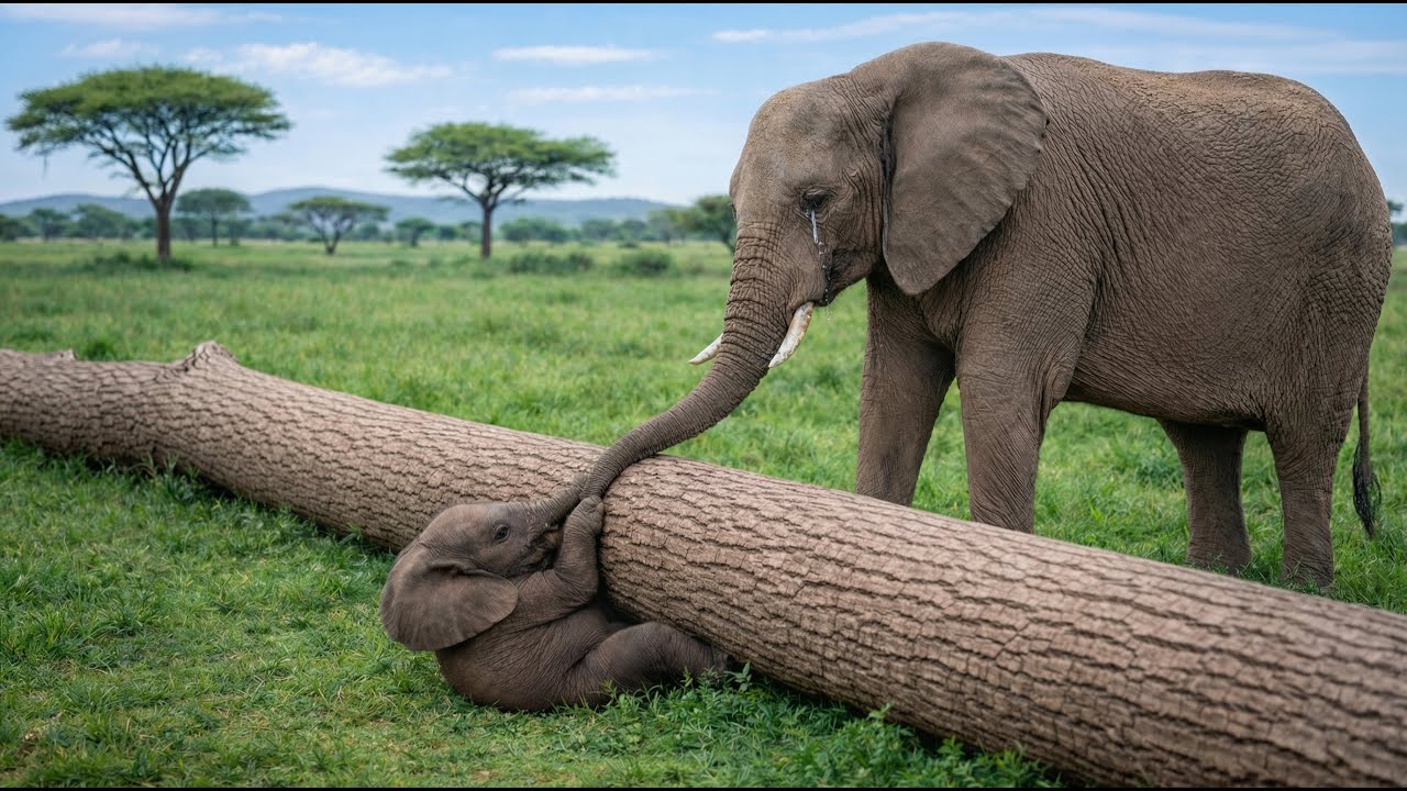 A Baby Elephant Trapped Under a Tree — What Its Mother Did Will Shock You