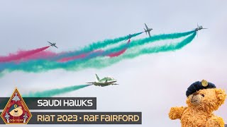 WHAT A COOL DISPLAY THE ROYAL SAUDI AIR FORCE “SAUDI HAWKS” TRAINED BY RAF RED ARROWS • RIAT 2023