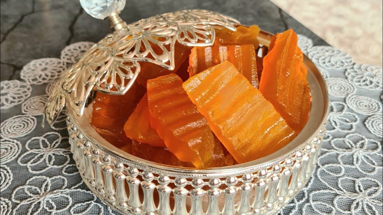 مربى اليقطين أو القرع بطريقة مثالية وبيطلع ذهبي وشفاف وقرشة بدوم لسنة