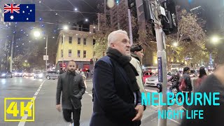 2022 WINTER NIGHT LIFE IN MELBOURNE CBD | Melbourne 4K
