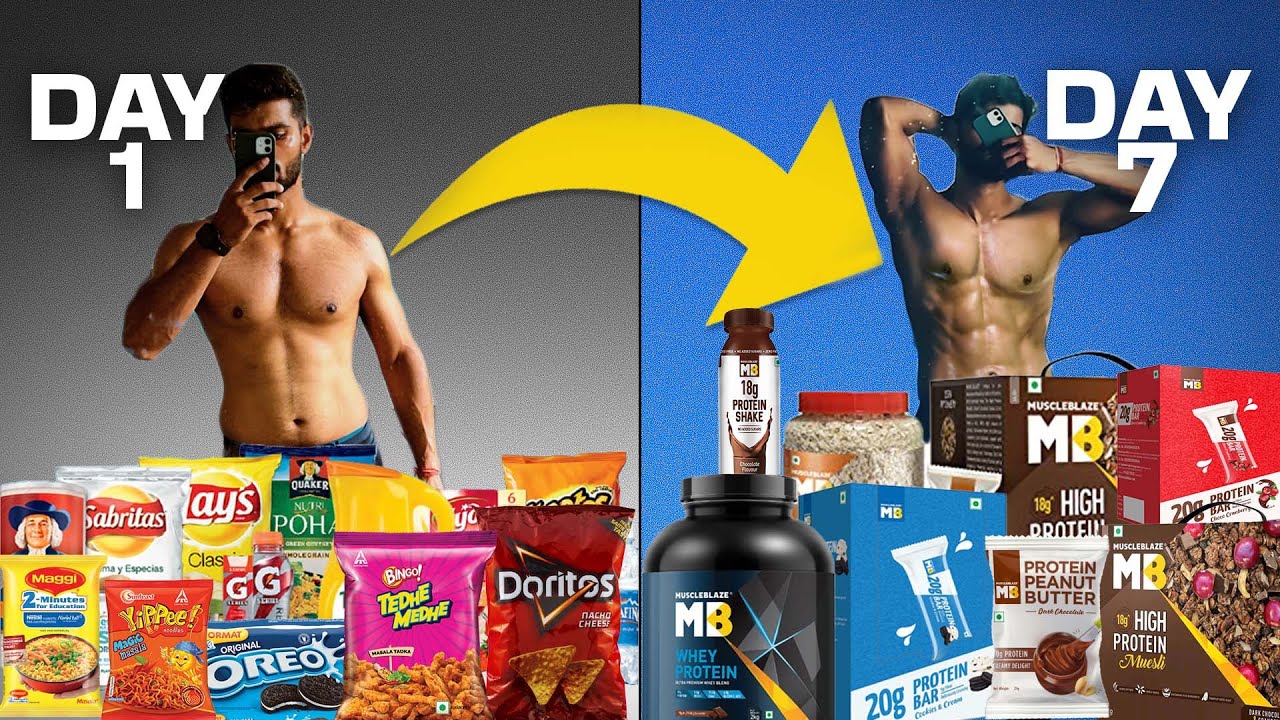 I Tried Healthy Snacks For 7 Days | @MuscleBlaze 20gm Protein Bar | Honest Review