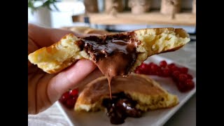 Pancakes faciles hyper moelleux fourrés au Nutella وصفة البان كيك طري وهش مثل القطن محشو بالنوتيلا