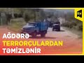 Erməni hərbçilər silahlarını təhvil verib Ağdərədən çıxır