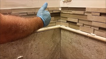 How to Install Glass Mosaic Tile in bathroom shower - Part 4  - Install Mosaic On An  Inside Corner