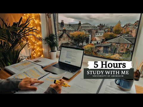 5 HOUR STUDY WITH ME⎢ Background noise, 10-min Break, No music, Study with Merve