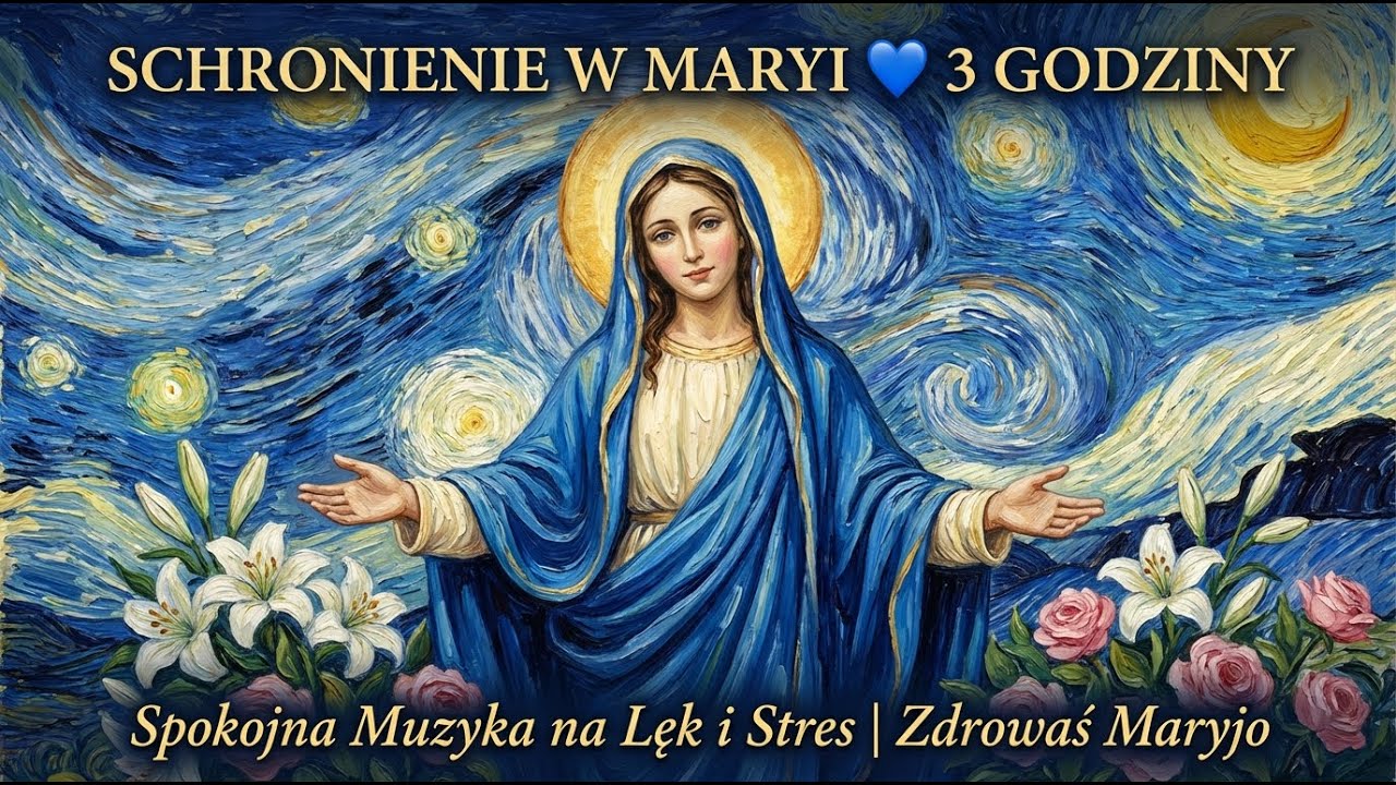 Schronienie w Maryi 💙 3 Godziny Muzyka do Snu | Spokojna Muzyka na Lęk i Stres | Zdrowaś Maryjo