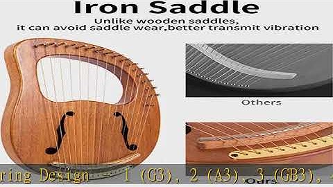 Lyre Harp, Lotkey 16 Metal Strings Iron Saddle Mahogany Lyre Harp with Tunning Wrench, Extract Stri