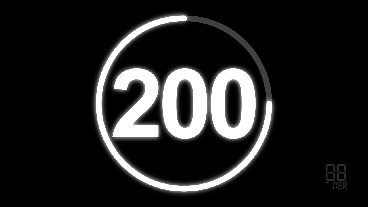 200 Second Countdown Timer with clock Ticking sound & Finish alarm beep #timer #clock #countdown