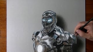 Drawing time lapse: Iron Man - hyperrealistic art