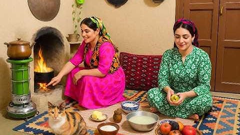 A Rainy Day and Village Life in Iran | The Secret of Traditional Dessert Baking in a Clay Oven 🌧🔥
