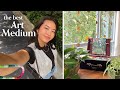 the BEST PAINT medium for beginners 🌱 paint with me + plant shopping