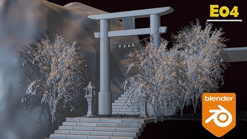 Torii Gate Manipulation Course-E04 Modeling The Grass and Trees | Blender