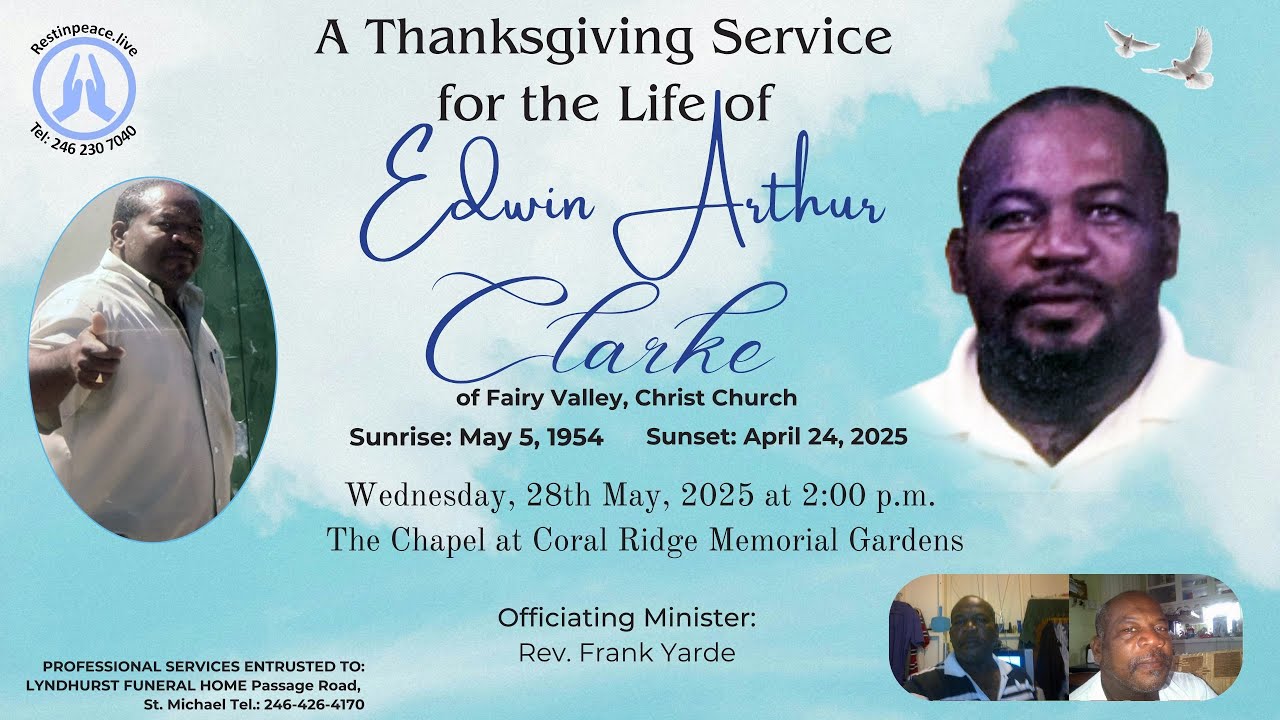 Live Stream of Funeral Service for Edwin Clarke - YouTube