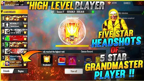 garena free fire 5 star  😁😁😁🤭🤭Grandmaster