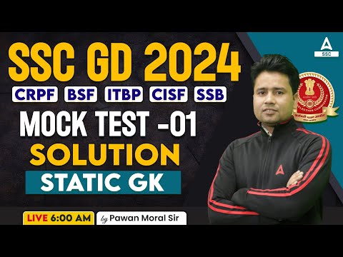 SSC GD 2024 | SSC GD GK GS Classes By Pawan Moral | SSC GD Static GK Mock Test 1