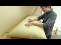 手作り長座布団の制作工程をご紹介します。　厚生労働省認定寝具製作技能士　田中啓之