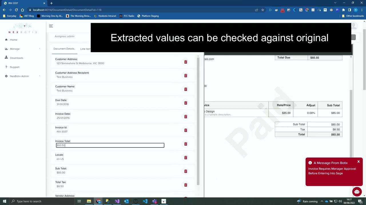 Invoice Approval / Sage Data Entry