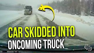 Car Drifted Onto the Gravel Shoulder, Lost Traction and Skidded Into Oncoming Truck