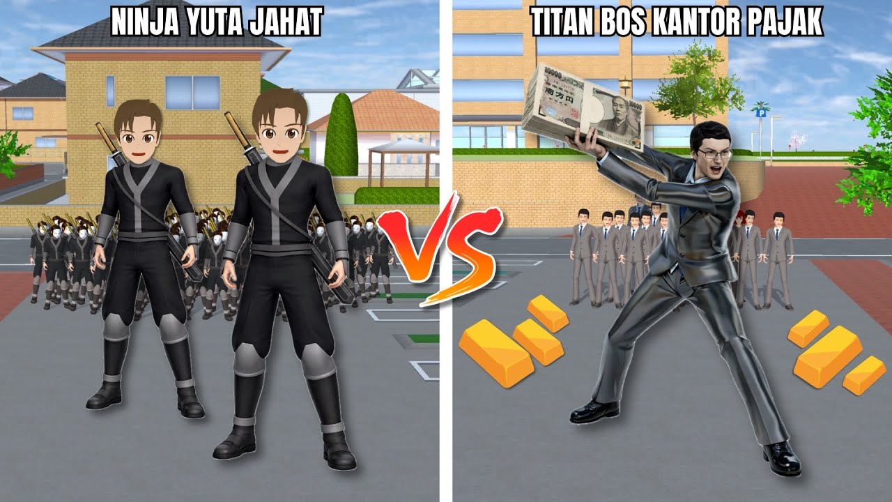 EXPERIMEN 100 TITAN NINJA YUTA KEMBAR JAHAT VS PASUKAN TITAN BOS KANTOR PAJAK KAYA RAYA!😱 Sakura 