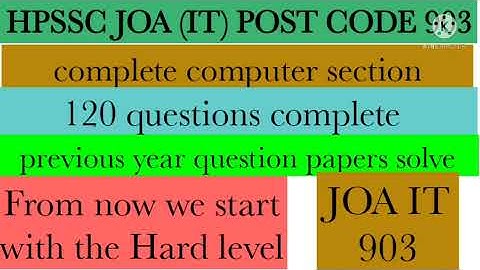 HPSSC JOA (IT) 903 🔥 Prepration | previous year question papers solve
