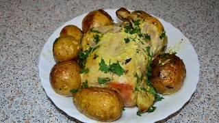 Ароматная и сочная курица с картошкой в рукаве (пакете) в духовке Ароматная и сочная курица с картошкой в рукаве (пакете) в духовке