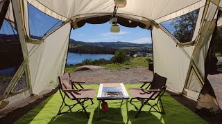 [SUB] Stunning View of Lake from Snow Peak Living Shell Long Pro│SoCal Camping 77°F in Feb