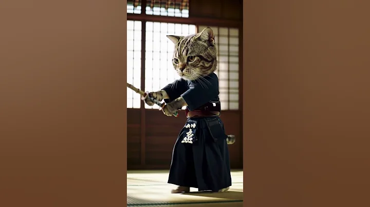 Watch the video about Cats playing kendo #ai #cute #cat #munchkin #kendo #Japan #shorts