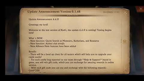 King of Avalon (Koa) update announcement v. 6.6.0