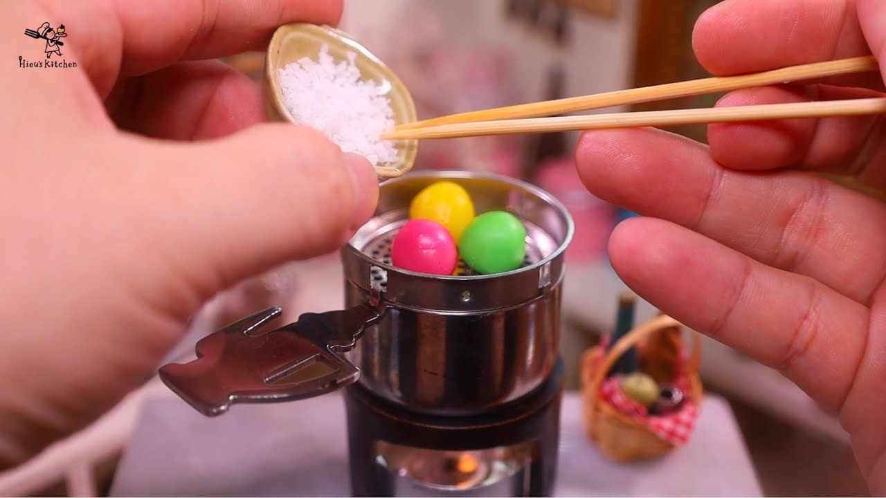本格ミニチュア料理『ココナッツ餅』食べられるミニチュアフード│Miniature cooking| Miniature Hieu’s kitchen