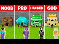 Minecraft SAFEST TINY HOUSE BUILD CHALLENGE - NOOB vs PRO vs HACKER vs GOD / Animation