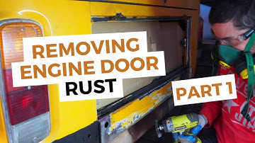 VW Kombi restoration: Removing rust from the engine door!